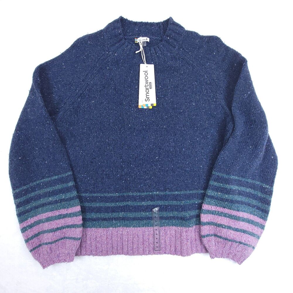 SMARTWOOL WOMENS XL COZY LODGE OMBRE SWEATER Deep Navy NWT $160